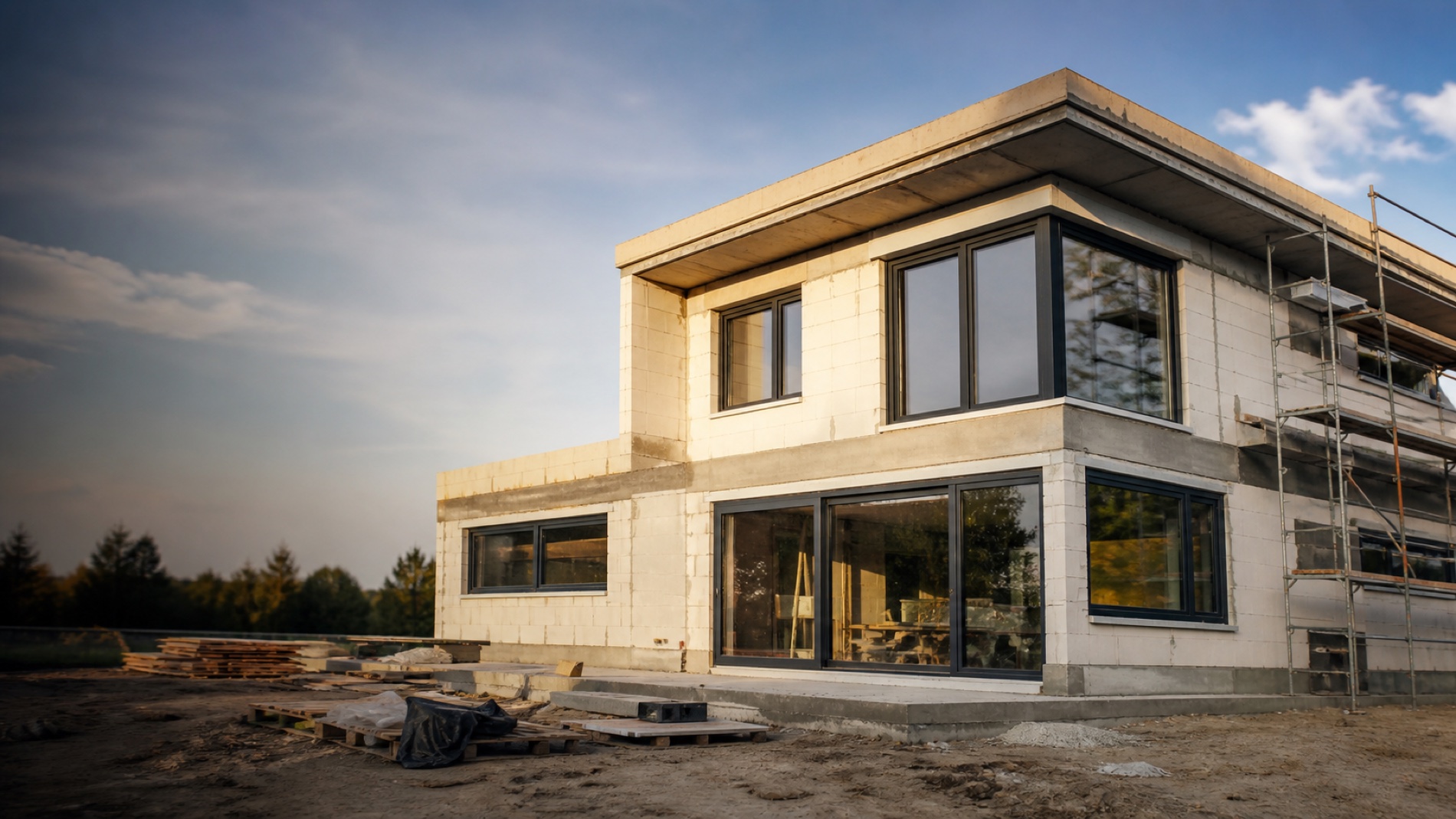 Nowoczesny dom z dużymi przeszkleniami dobranymi przez Euro Windows