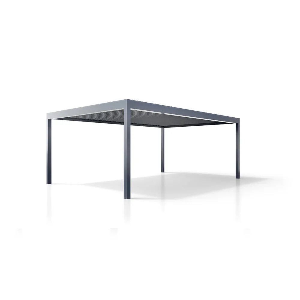 Pergola z aluminiowym dachem lamelowym — widok całej konstrukcji